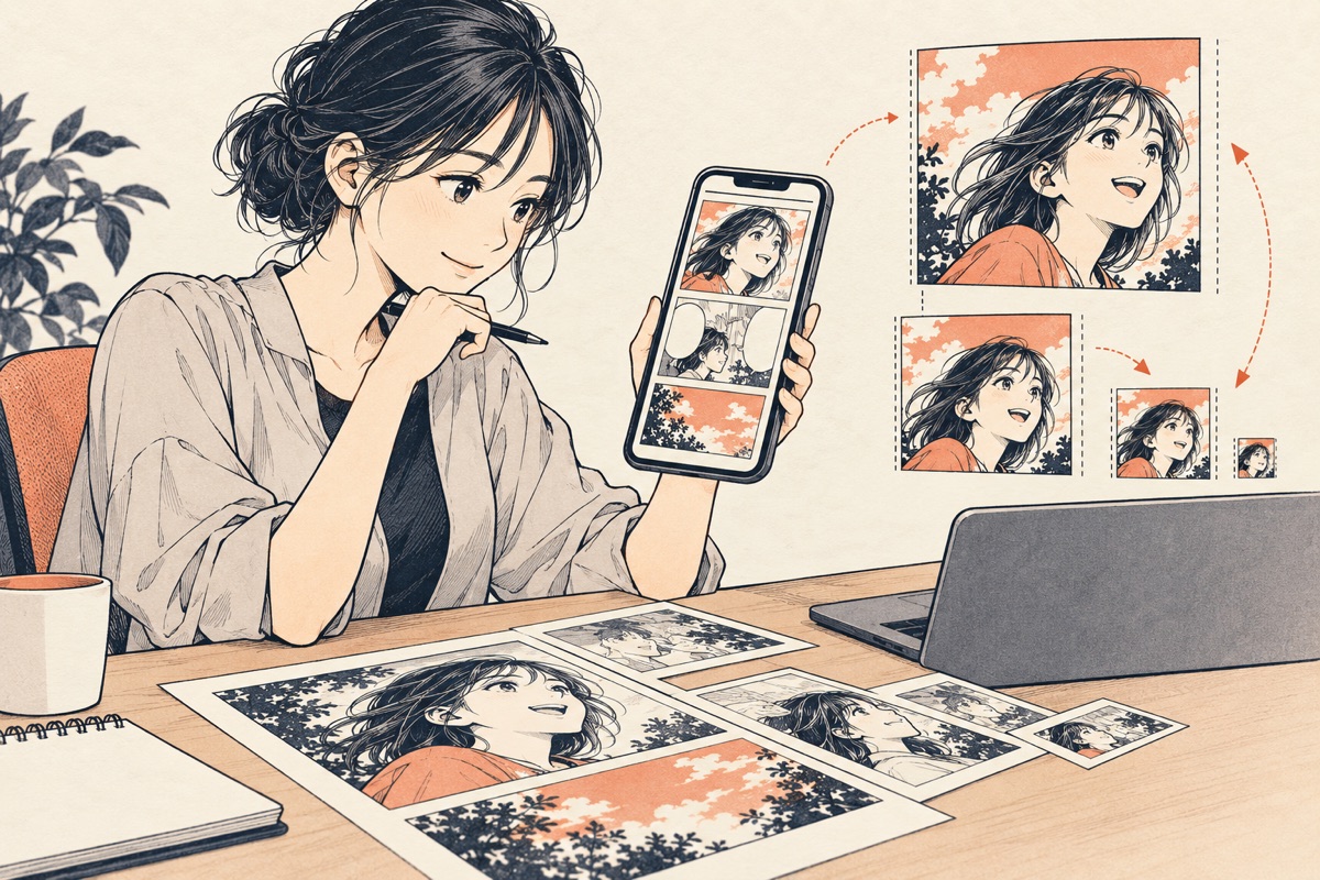 マンガLPの画像を軽くする方法｜文字をつぶさず表示を速くする5手順のイメージ